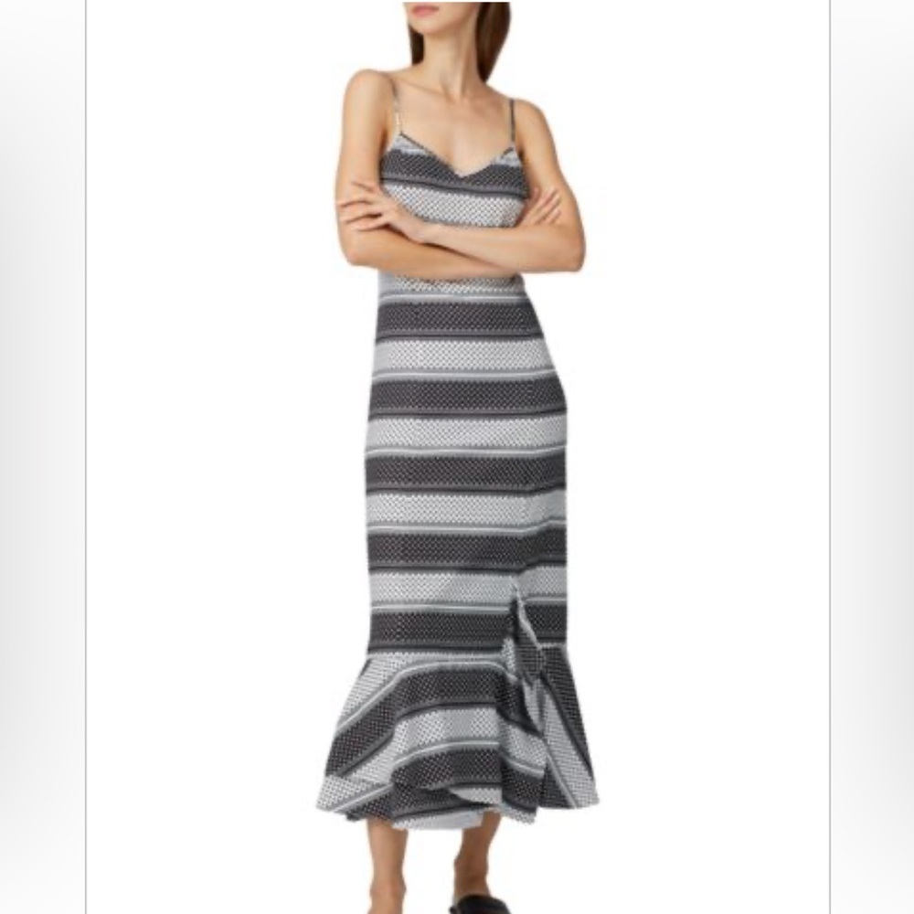 Thakoon Collective Polka Dot Maxi Slip Dress, size 6, black and white